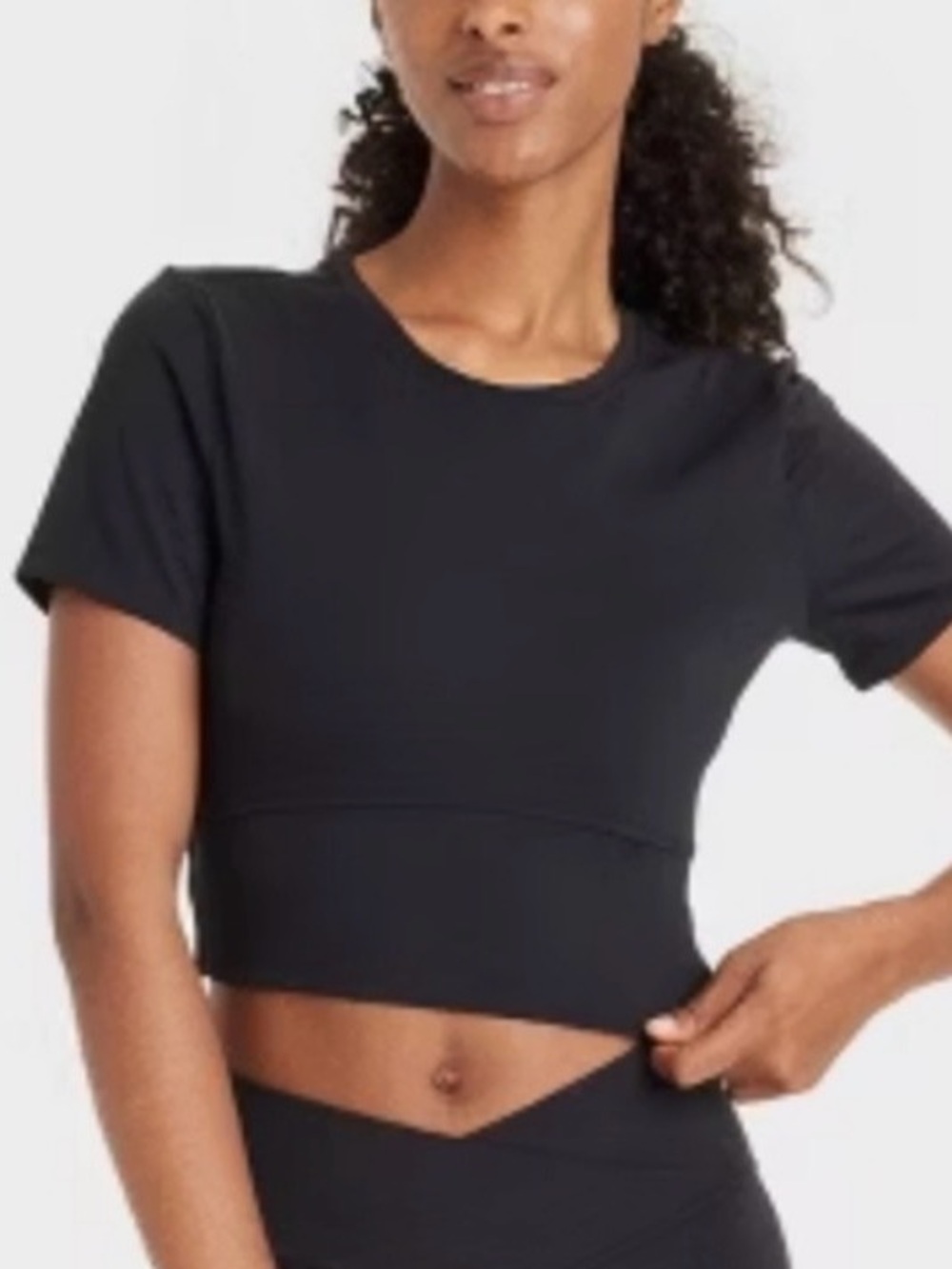 NWT JoyLab Black Cropped Short Sleeve Active Top- Small